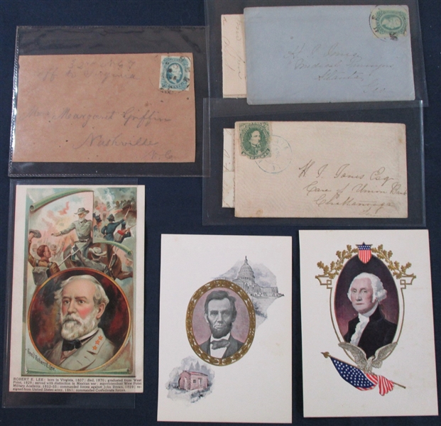 Confederate States Small Group of Cards and Covers (Est $125-200)
