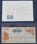 Late 1860s Receipts (2) with Stamps Used as Revenue (Est $90-120)