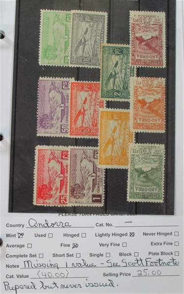 Dealer Foreign Stock, A-B Countries Mint/Used (Est $1800-2500)