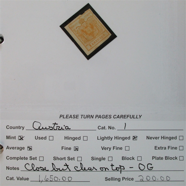 Dealer Foreign Stock, A-B Countries Mint/Used (Est $1800-2500)
