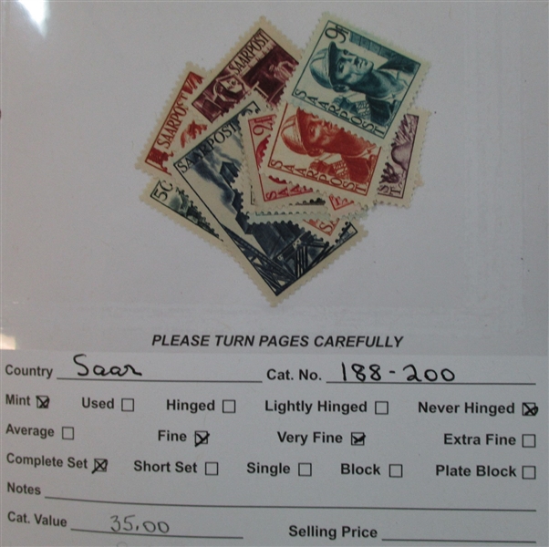 Dealer Foreign Stock, R-Z Countries Mint/Used (Est $3000-4000)