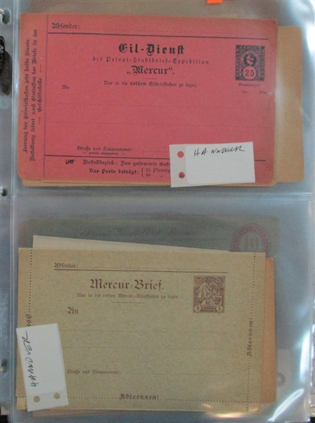 German Locals Postal Cards and Stationery, Mint and Used (Est $200-300)