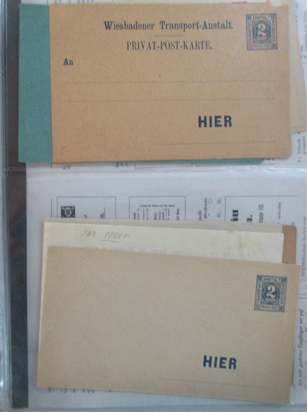 German Locals Postal Cards and Stationery, Mint and Used (Est $200-300)