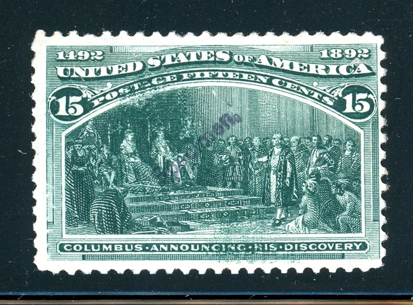 USA Scott 238S 15¢ Columbian, Hand Stamped SPECIMEN, Fine (SCV $400)