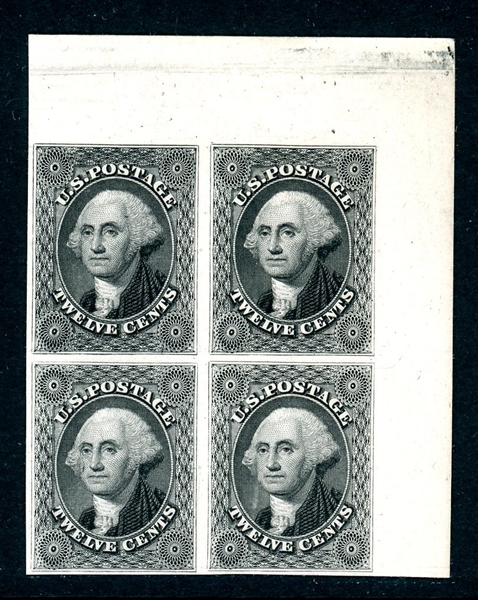 USA Scott 44P4 Corner Block/4, 12¢ Washington (SCV $250)