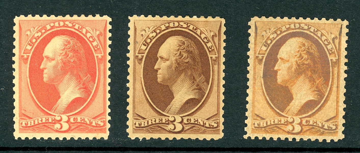 USA Scott 147-E13a, 147-E13c, 3¢ Trial Color Proofs (SCV $450)