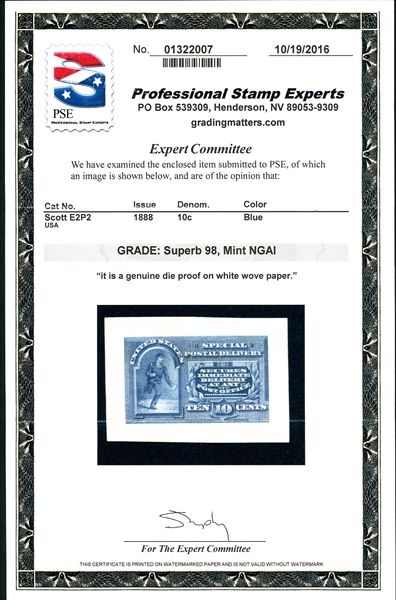 USA Scott E2P2 Roosevelt Small Die Proof, 2016 PSE Cert Graded 98 (SCV $300)