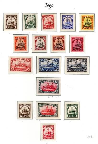 German Colonies Mint Collection - Kaiser Yachts (SCV $675)