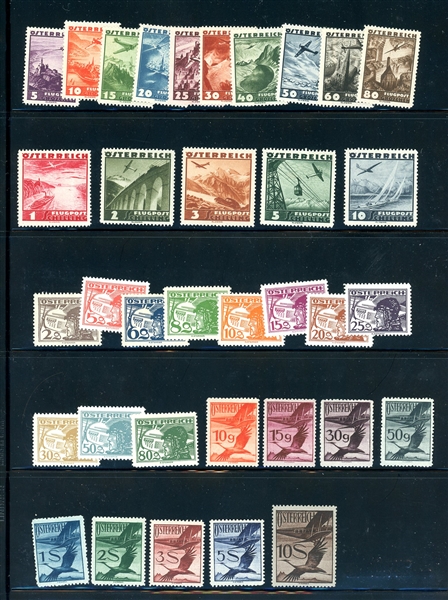 Austria Scott C12-C31, C32-C46 MLH Airmail Complete Sets (SCV $204)