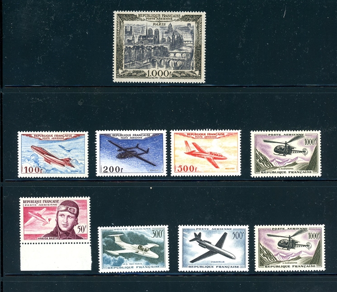 France Mint Airmails, 1940-50's, Most MNH (SCV $487)