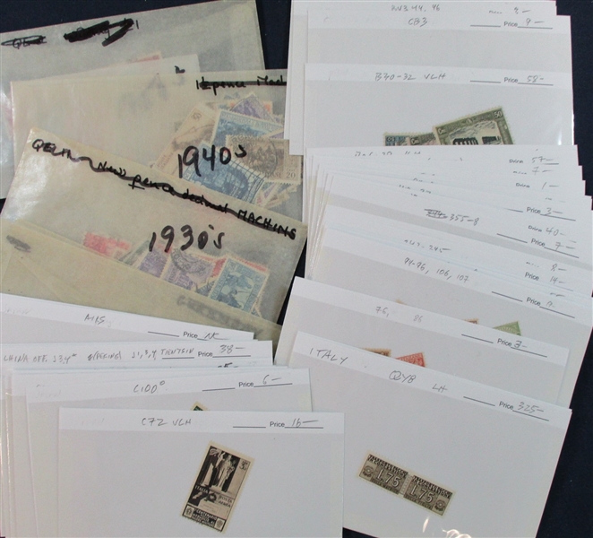 Italy Pre-1950 Accumulation on Dealer Cards, Glassines (Est $175-250)
