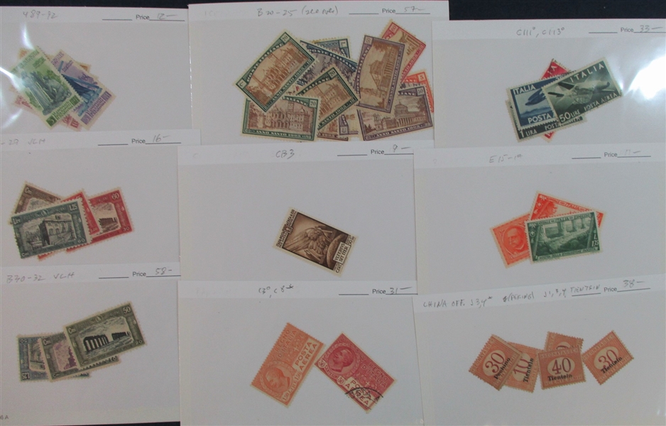 Italy Pre-1950 Accumulation on Dealer Cards, Glassines (Est $175-250)