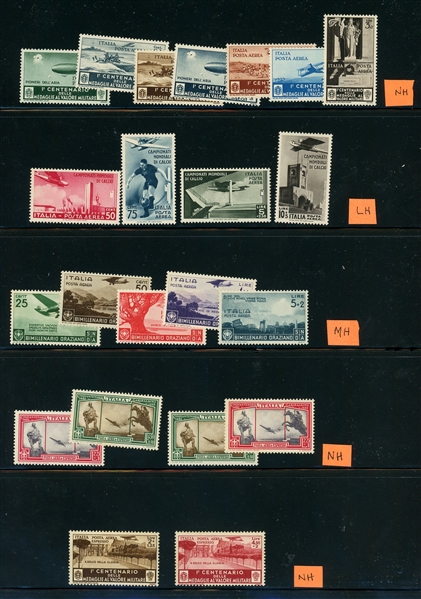 Italy 1930's Mint Airmail Complete Sets (SCV $563)