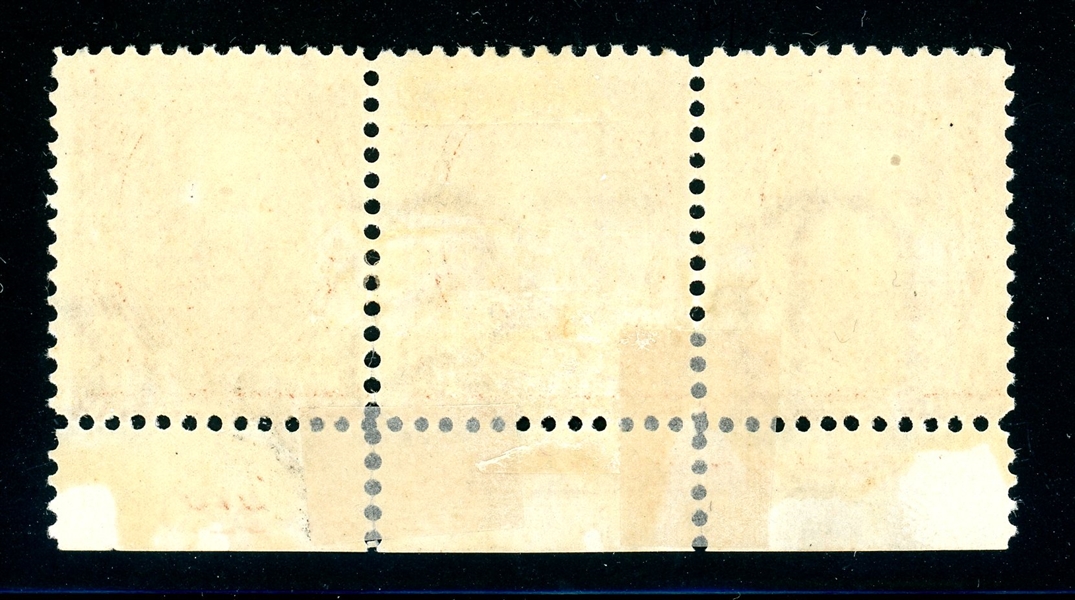 USA Scott 282C Unused Plate # Strip/3, 10¢ Webster, Type I (SCV $725)