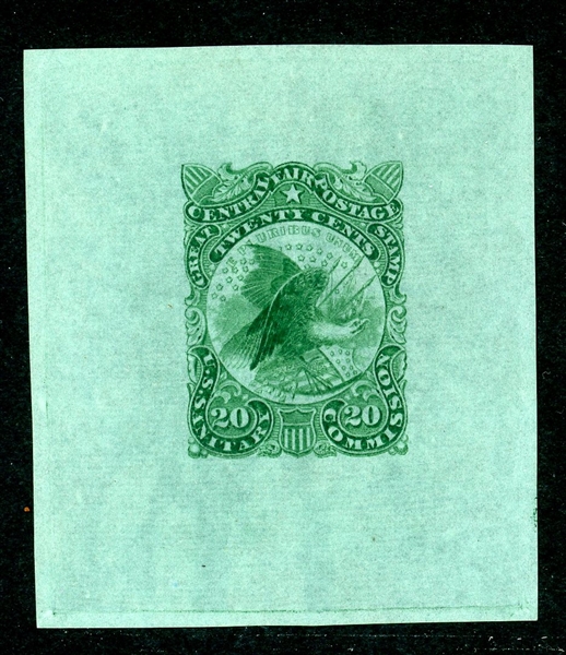 USA Scott WV12P1 Green Die Proof on Crane's Green Bond (SCV $150)