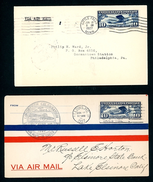 USA Scott C10 First Day Cover Group, 4 Different Cities, 10¢ Lindbergh (SCV $120)