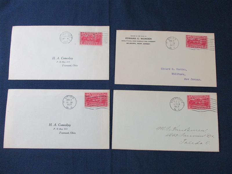 USA Scott 644 First Day Cover Group, 1927 Burgoyne Issue, Various Cachets (Est $200-300)