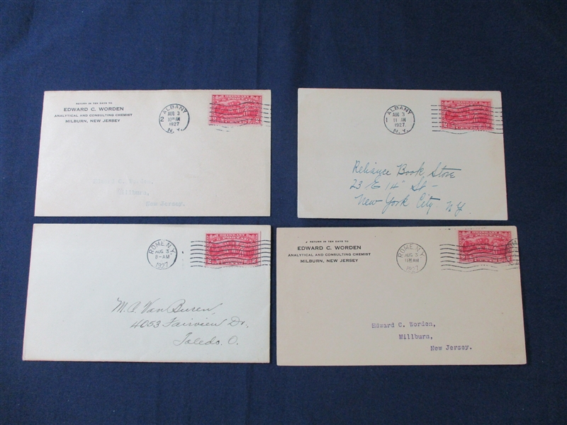 USA Scott 644 First Day Cover Group, 1927 Burgoyne Issue, Various Cachets (Est $200-300)