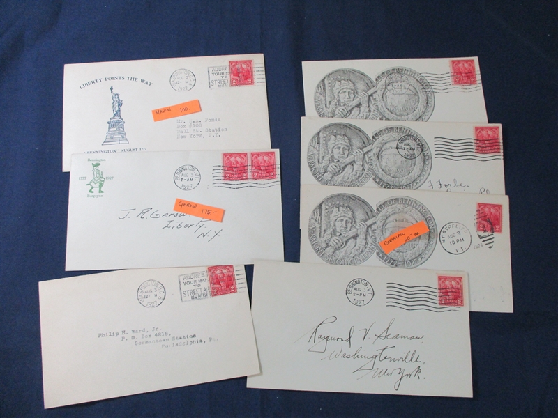 USA Scott 643 First Day Cover Group, 1927 Vermont Issue, Various Cachets (Est $200-300)