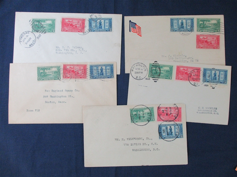 USA Scott 617-619 on First Day Covers, 5 Different Cities (SCV $800)