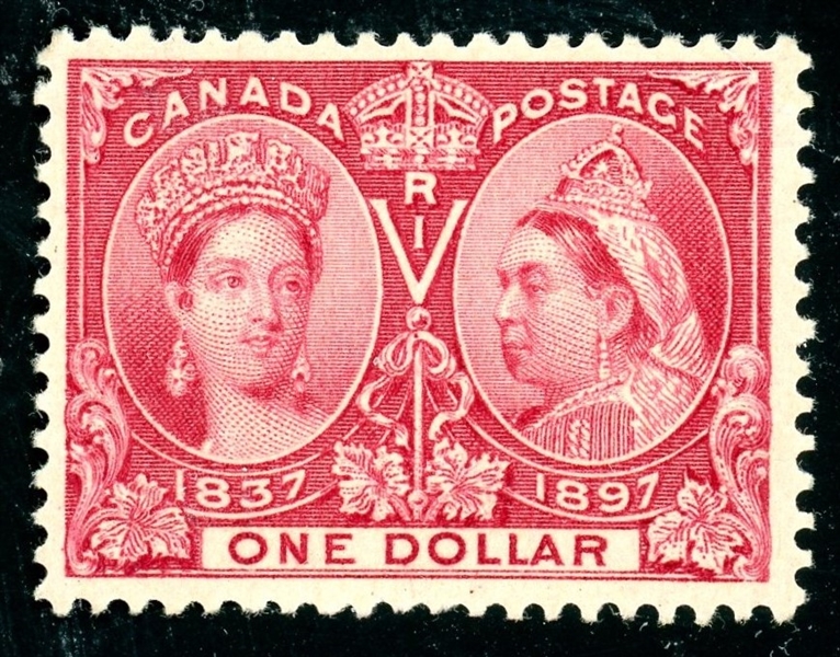 Canada Scott 61 MH F-VF, 1897 $1 Jubilee (SCV $750)