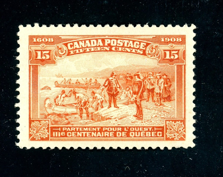 Canada Scott 102 MNH VF, 15¢ Quebec Tercentenary (SCV $550)