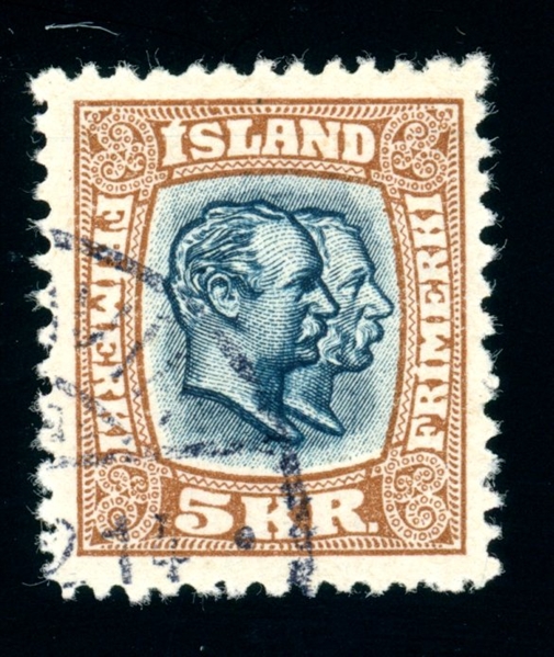 Iceland Scott 85 Used F-VF, 1907 Kings, 2007 APS Certificate (SCV $350)