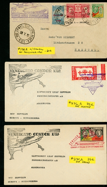 Brazil Zeppelin Flight Covers, 7 Different (Est $250-300)