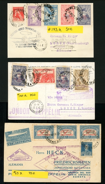 Argentina Zeppelin Flights, 5 Different Covers/Cards (Est $175-200)