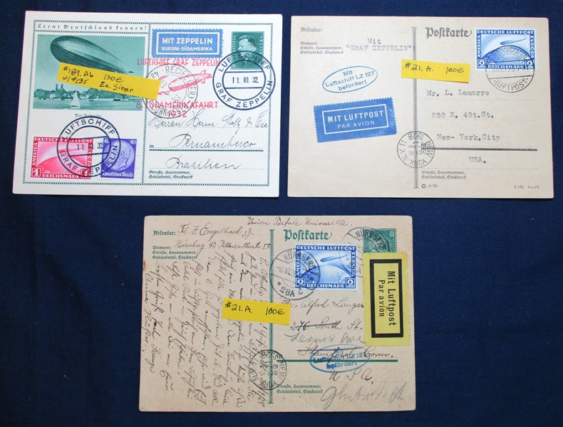 Germany Zeppelin Flights, 7 Different Covers/Cards (Est $350-400)