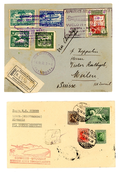 Uruguay and Paraguay Zeppelin Covers (Est $150-200)