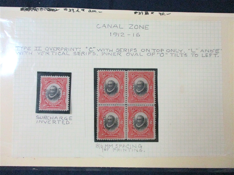 Canal Zone Small Group of Stamps and Cover (Est $90-120)