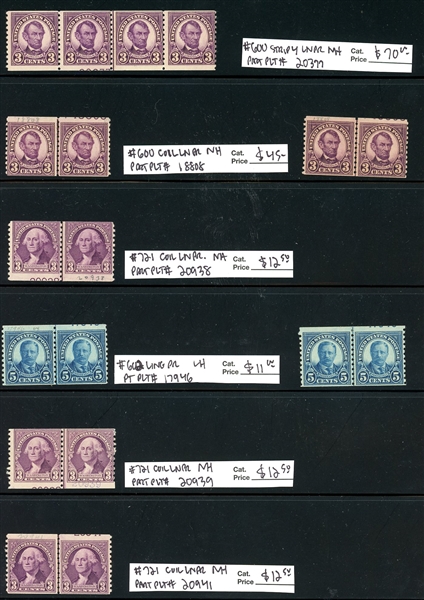 USA 1920-30's Coils with Partial Plate Numbers (Est $300-400)