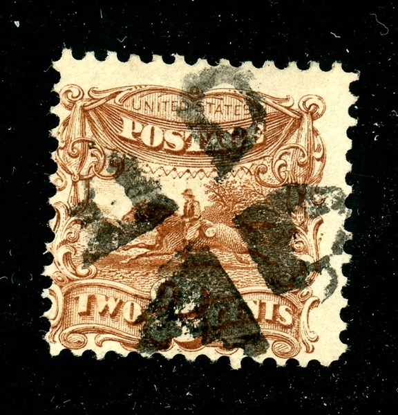 USA Scott 113 Used with Fancy Cancel, 1869 2¢ Pictorial with 2023 Crowe Cert (SCV $80+)