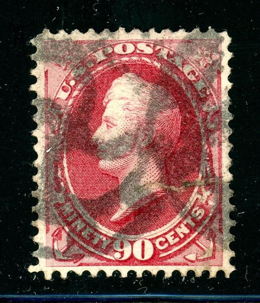 USA Scott 155 Used fancy NY Foreign Mail Cancel, 1872 90¢ Perry, 2023 Crowe Cert (SCV $350)