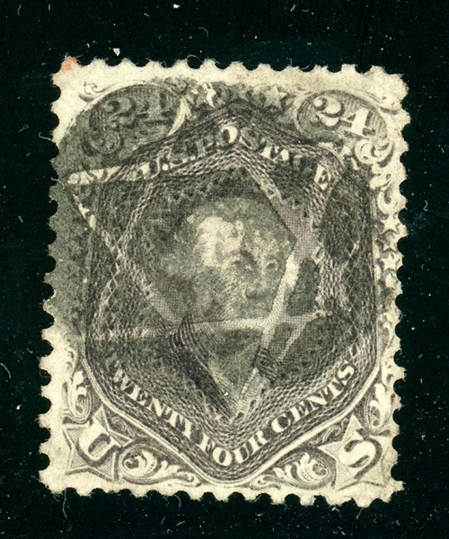 USA Scott 70 Used with Fancy Star Cancel, 24¢ Washington with 2023 Crowe Cert (SCV $300+)