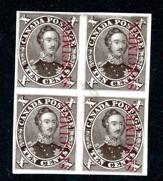 Canada UT 16Pi Black Brown SPECIMEN Overprint in Block/4 (UT $1800)