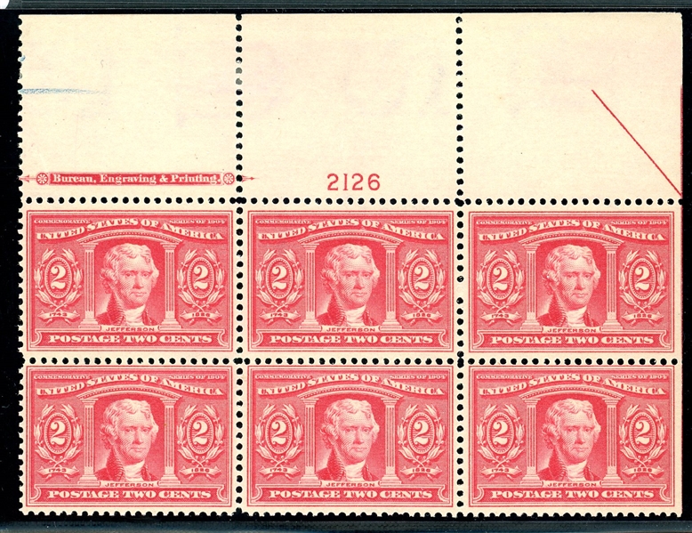 USA Scott 324 MNH Plate Block of 6, Fine+, 2c Louisiana Purchase (SCV $400)