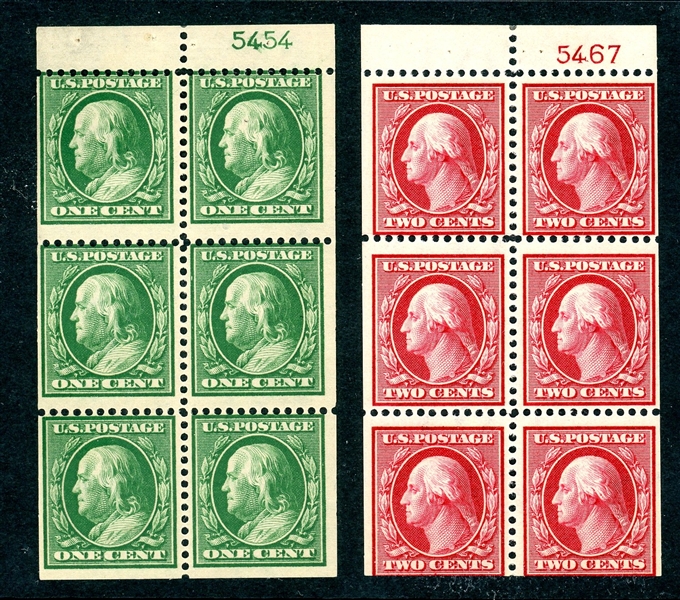 USA Scott 374a, 375a MNH Booklet Panes with Plate Numbers (SCV $575)