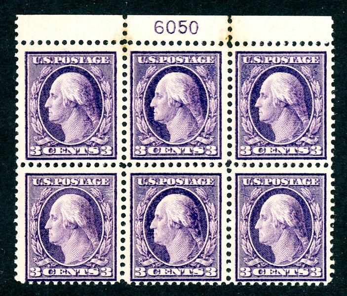 USA Scott 376 MH Fine Plate Block of 6  (SCV $325)