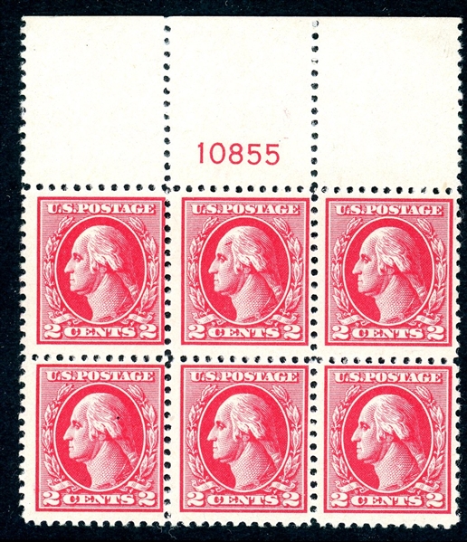 USA Scott 526 MNH Fine Plate Block Of 6 Gash in Forehead Variety (SCV $450)