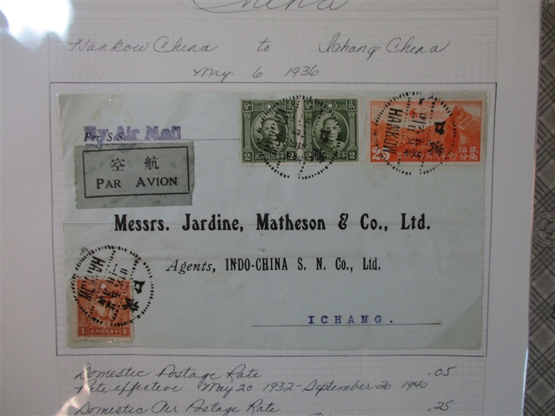 China Cover Lot Showing Postal Rates, Mostly 1940's (Est $400-500)