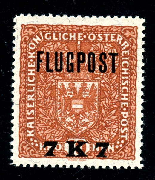 Austria Unissued Airmail, 7K on 10K Red brown, 1918 (SCV $650)