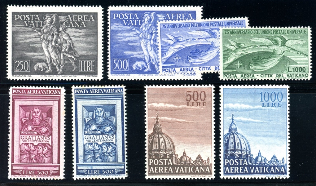 Vatican City Airmail Sets, Scott C16-C23 MH Sets (SCV $717)