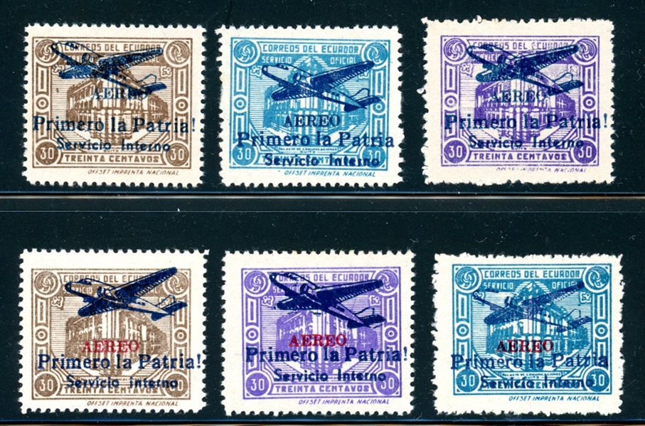 Ecuador Sanabria 206-211 MH Complete, 1947 Issue (Est $90-120)