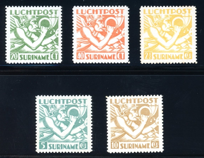 Surinam Scott C15-C19 MH Complete Set, 1941 Airmails (SCV $384)