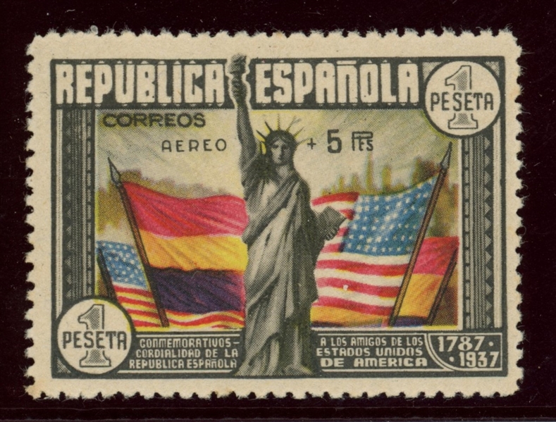 Spain Scott C97 MNH F-VF, 1938 Surcharged Statue of Liberty (SCV $400)