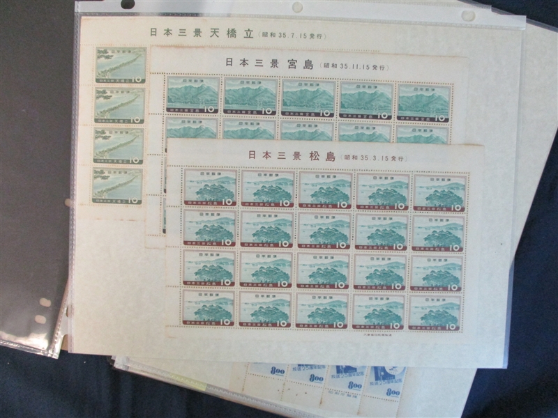 Japan Large Mint Accumulation, Stamps and Souvenir Sheets (Est $200-300