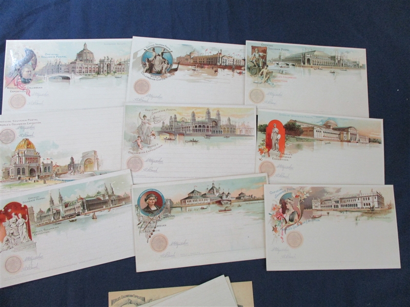 1893 Columbus Set of 10 Postal Cards with Wrapper (Est $200-300)