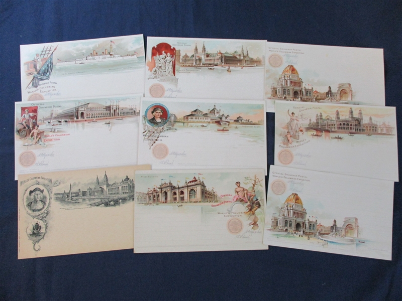 1893 Columbus Set of 10 Postal Cards with Wrapper (Est $200-300)